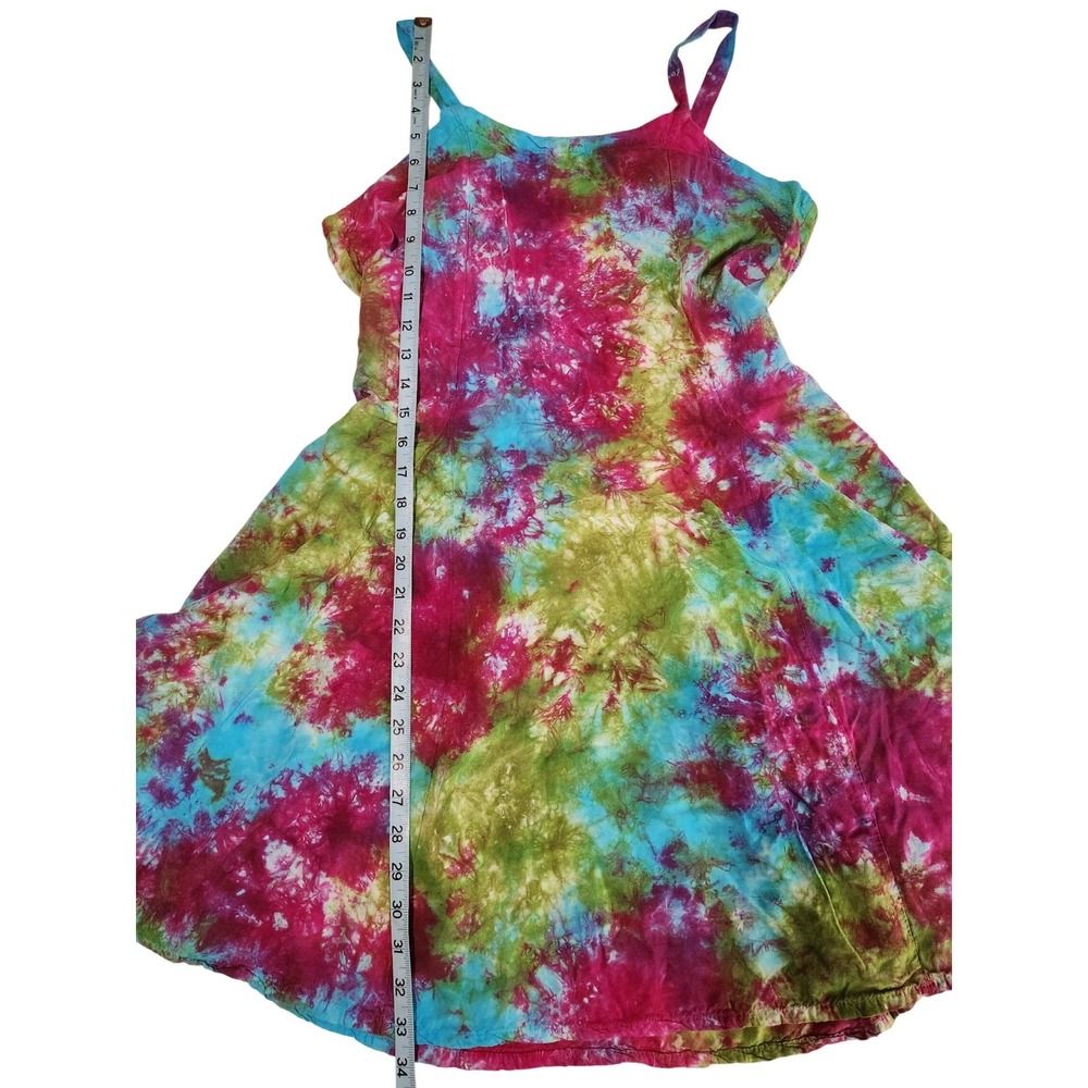 Dharma Trading Company Blue Green Pink Tie Die Tank Top Mini Dress Size Small
